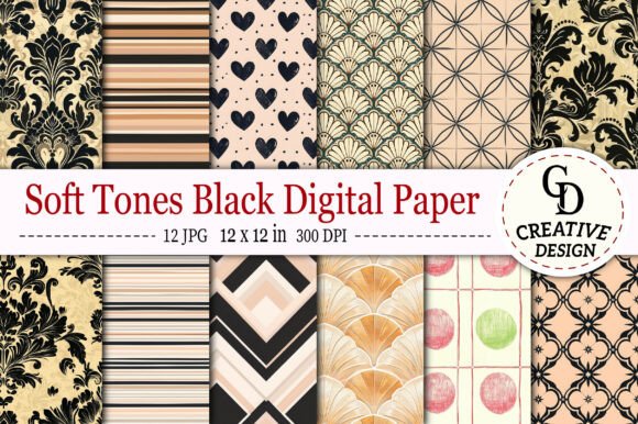 Download Soft Tones Black Digital Paper - Soft tones Collection